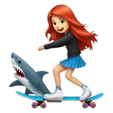 red hair girl blonde girl brunette girl riding a skating shark sticker