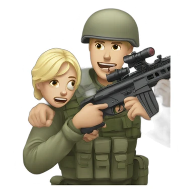 a Russian blond guy soldier is attacked by a drone sticker