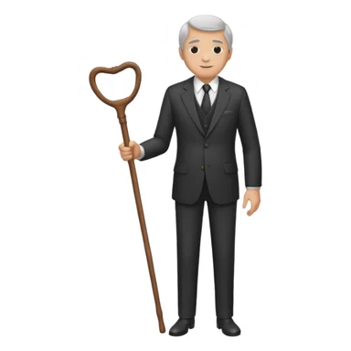 Give me a suit with pants and a wooden old age stick  sticker