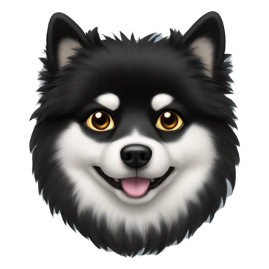 black fluffy spitz with black eyes sticker