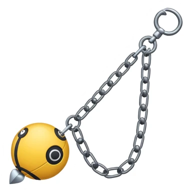 make japan weapon named "kusarigama" like hoe with chain and ball at the end of chain sticker