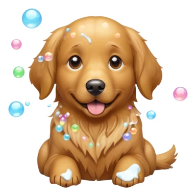 brown dog with soap bubbles sticker