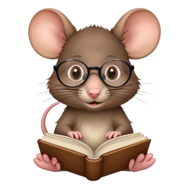 A rat with glasses reading a book sticker