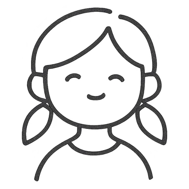 a girl illustrated in a clean, modern icon style, simple lines, minimal details, friendly expression sticker