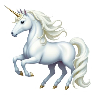 Cinematic Noble White Unicorn Portrait Emoji, Poised and regal, with a slender, ethereal form draped in a pristine white color, a flowing mane and tail, and a glistening, spiraled horn that radiates pure light, Simplified yet sharp and sophisticated features, highly detailed, glowing with a soft, iridescent luminescence, high shine, intelligent and transcendent, stylized with an air of mythical enchantment, focused and serene, soft glowing outline, capturing the essence of a watchful and confident white unicorn that appears ready to prance out of the screen with magical grace! sticker