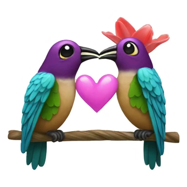 emoji de un colibrí con dos enamorados sticker