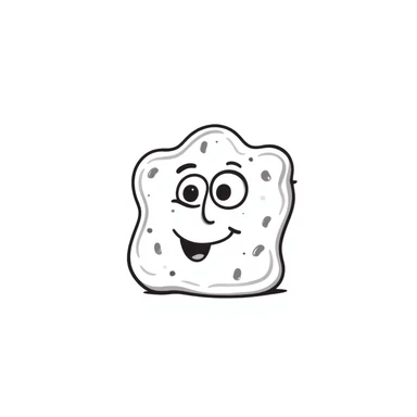 A happy hand-drawn sponge character with a big smile sticker