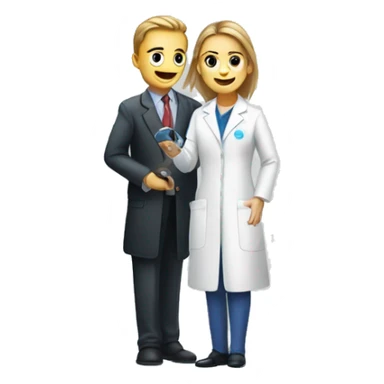 Salesperson visiting a scientist which is doing genome sequencing sticker