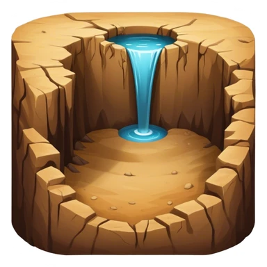 A deep hole or pit in the ground, often symbolizing a gap, depression, or an area of concern in a larger environment sticker