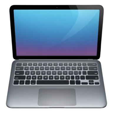 iOS-style emoji of a modern laptop. Smooth gradients, rounded shape, metallic look. Simple, clean, no background, balanced proportions. sticker