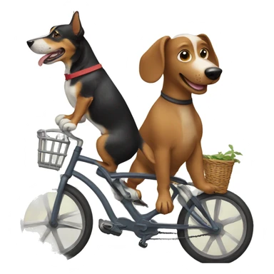 Dachshund and husky riding a bike sticker