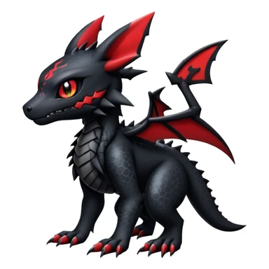 Gothic Edgy Badass Gloomy Cute Dark Guilmon-Salandit-Umbreon-Fakémon-hybrid-creature (full body)  sticker
