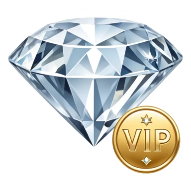 sparkling diamond next to a VIP badge sticker