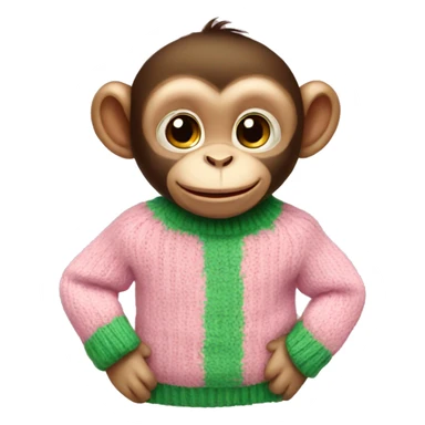 Baby monkey wearing pink green sweater  sticker