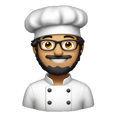 man with black hair and glasses wearing a chef's hat sticker