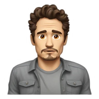 james franco serious cartoon wearing shirt sticker