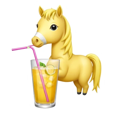 yellow pony drinking cocktail sticker