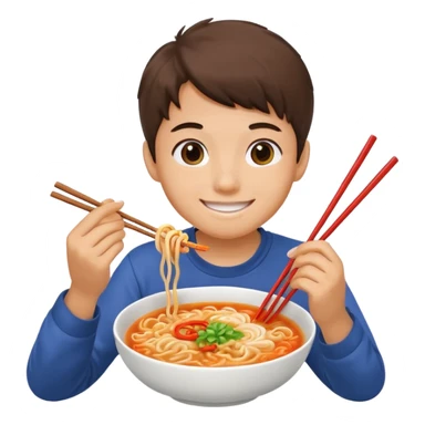 student eating ramyun with chopsticks sticker