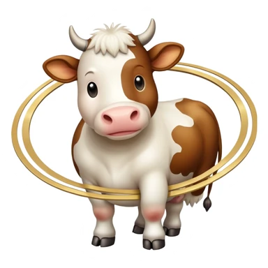 A cute cow with its head and front legs attached to the planet Saturn as its body, with Saturn's distinctive rings circling around the middle sticker