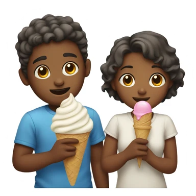 Boy and girl getting ice cream  sticker