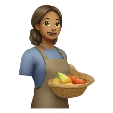 Une fille avec ça mère au marché sticker