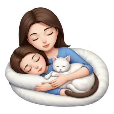 White kitty sleeping on brunette white girl's lap sticker
