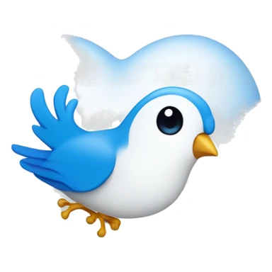An emoji inside a white heart shape featuring 'PP' in bold blue sans-serif font, with a minimalistic blue bird-like curve above it.  sticker