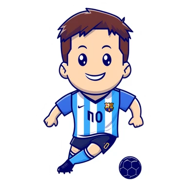 lionel messi smiling wearing a blue and white striped soccer jersey sticker