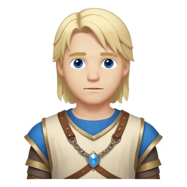 medieval summer outfit worn by a DnD themed fantasy male character. basic sleeveless tunic made of lightweight wool, slightly open at the sides for breathability. clothes only above the waist. The clothes full waist. The character's haven't arms. character is white-skinned, blonde hair, blue eyes, shoulder-length straight hair. sticker