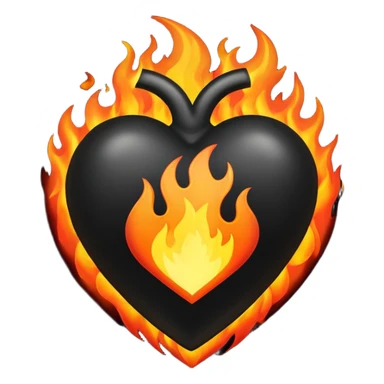 Black Heart with fire sticker