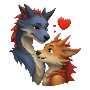 dragon and wolf love sticker