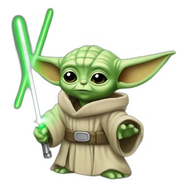 Bébé yoda avec un sabre laser sticker