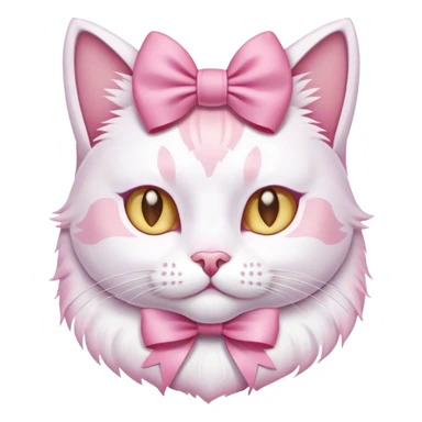 pink white cat with a pink bow sticker