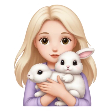 A girl holding a bunny sticker