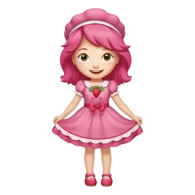 pretty and cute realistic modern day cartoon character strawberry shortcake full body sticker