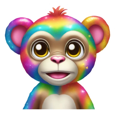 Lisa frank sparkly rainbow baby monkey with heart sticker