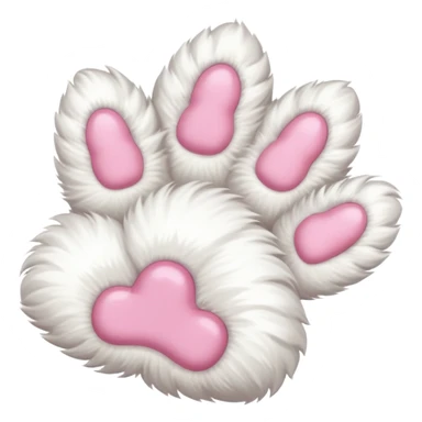 white cat fluffy paw, from the bottom, cute, kawaii sticker