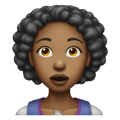 a light skin black woman blowing a gum sticker