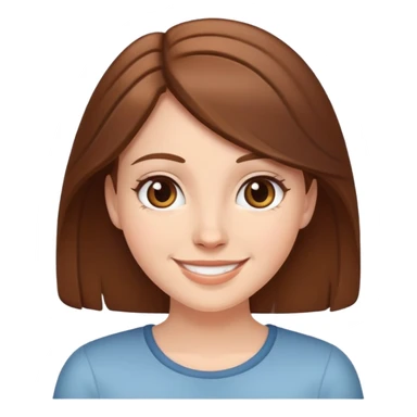 White girl with brown hair, friendly smiling face sticker