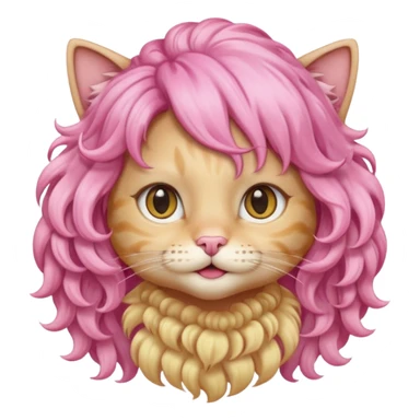 Blonde cat wearing pink curly wig sticker