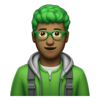 Feid the singer with his green outfit and glasses sticker