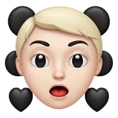 mad emoji with black hearts around head sticker