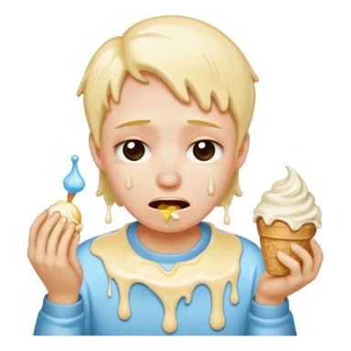 A person with 15 IQ crying over an ice cream sticker