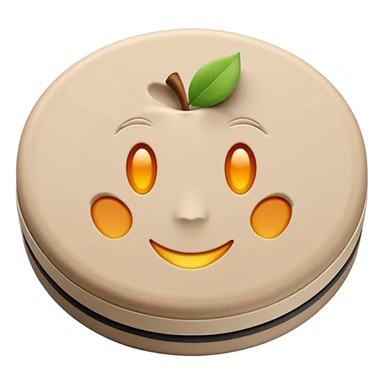 round or oval solid puck of light beige or chalky white cleaning clay, compact with dry matte surface, slight cracks or texture lines on top, smooth edges, handmade natural look, no sponge lid or container, apple emoji style, soft lighting, subtle shadows, emoji scale sticker