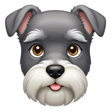 Cinematic Noble Miniature Schnauzer Portrait Emoji, Standing with a proud and stately demeanor, showcasing a sharply defined, salt-and-pepper fur with distinguished eyebrows and a confident, alert expression, simplified yet exquisitely detailed, glowing with a refined, dignified radiance, high shine, exuding intelligence and classic noble charm, soft glowing outline, capturing the essence of a noble Miniature Schnauzer that commands attention with effortless style! sticker