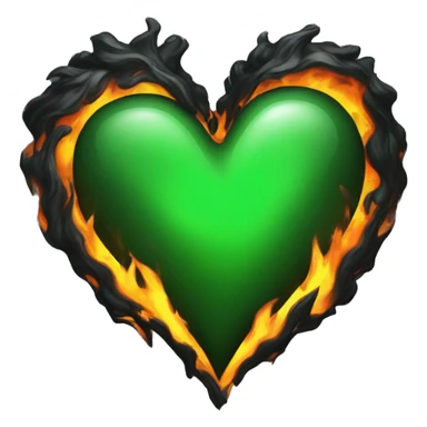 Black flame green Heart sticker