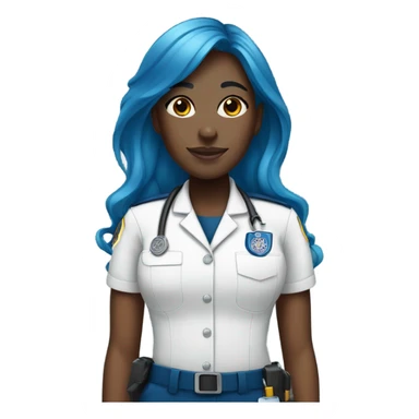 Black girl with blue hair that is an EMT sticker