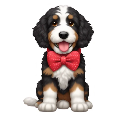 Bernedoodle dressed for Valentine’s Day sticker