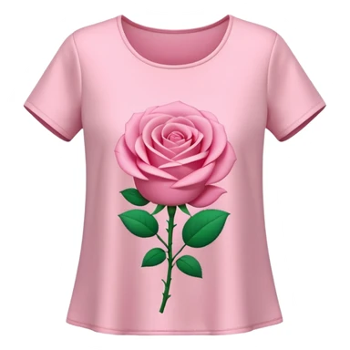 A 3D cartoon rose-pink women’s top with short sleeves, soft fabric texture, gentle lighting, isolated on plain background. plain top. sticker