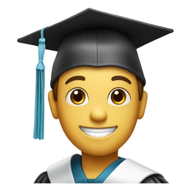 a happy boy wearing graduation cap while holding a diploma in his right hand  sticker